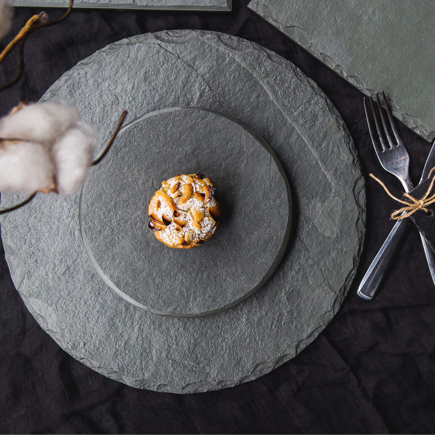 ROUND PLATE - SLATE - GRAY COLOR