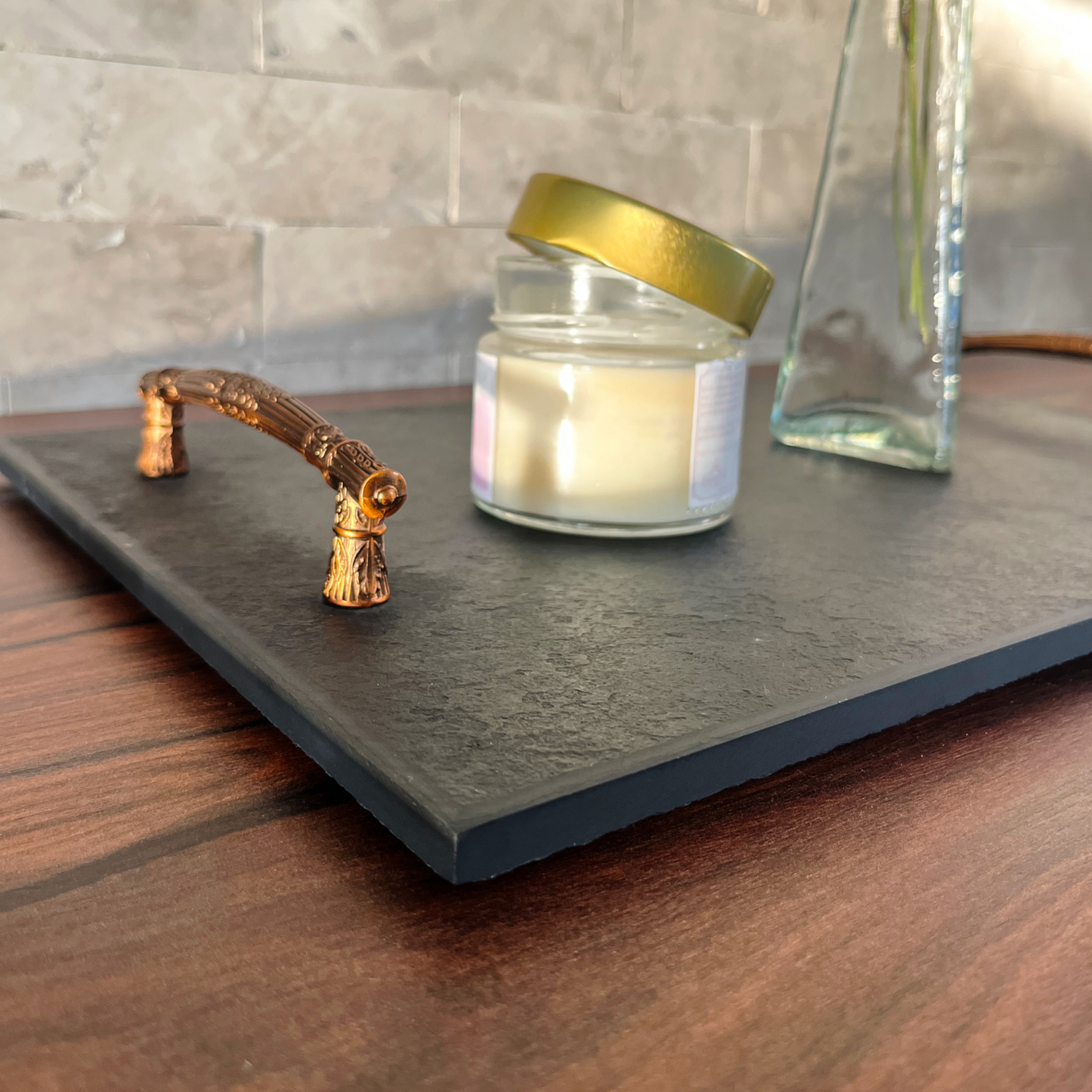 CLASSIC TRAY WITH HANDLE - SLATE - GRAPHITE COLOR