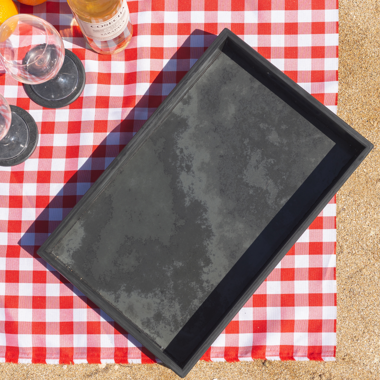 HOPE TRAY WITH HANDLE - SLATE - GRAPHITE COLOR