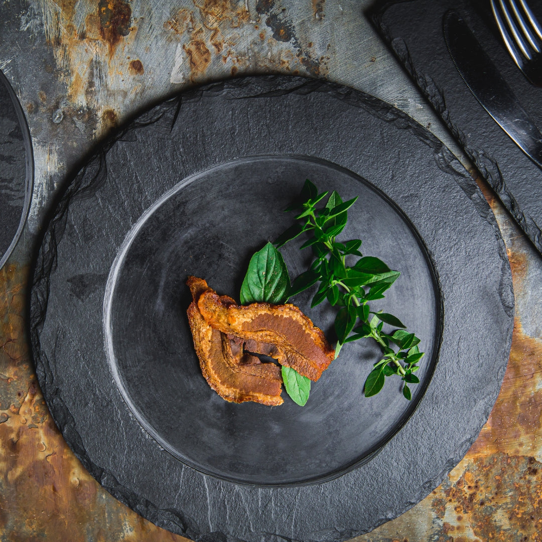 ROUND PLATE WITH RIM - SLATE - GRAPHITE COLOR