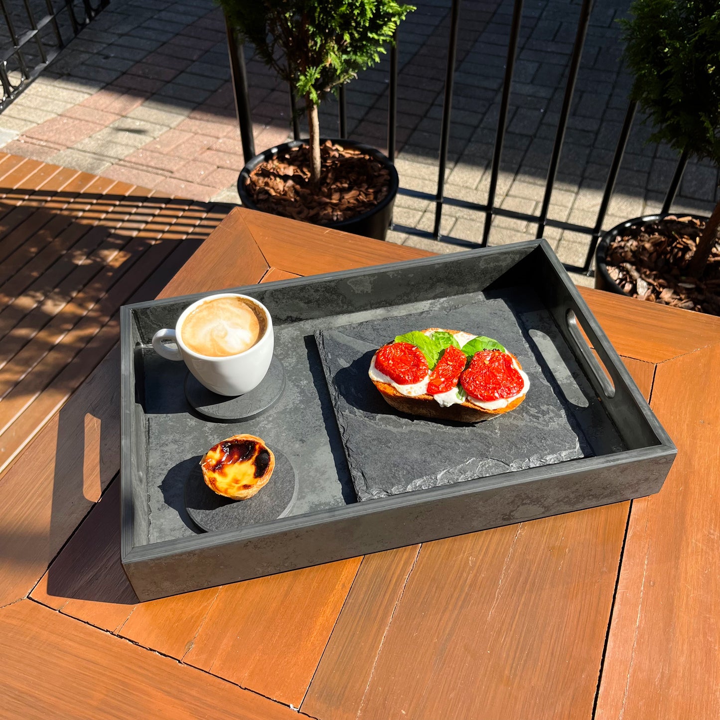 HOPE TRAY WITH HANDLE - SLATE - GRAPHITE COLOR