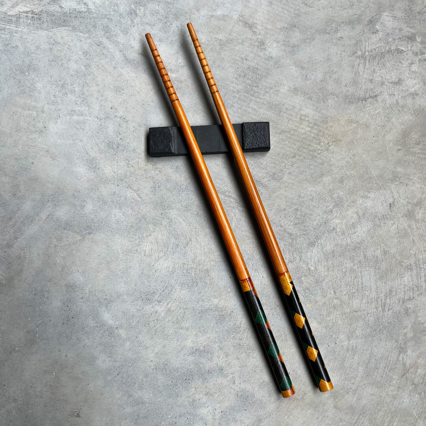 CHOPSTICK HOLDER WITH RECESS - SLATE - GRAPHITE COLOR - KIT WITH 2 UNITS