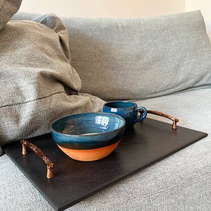 CLASSIC TRAY WITH HANDLE - SLATE - GRAPHITE COLOR