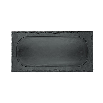 RECTANGULAR PLATE WITH RIM - SLATE - GRAPHITE COLOR