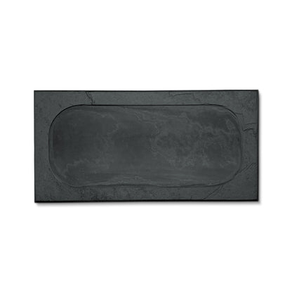 RECTANGULAR PLATE WITH RIM - SLATE - GRAPHITE COLOR