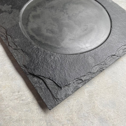 SQUARE PLATE WITH RIM - SLATE - GRAPHITE COLOR