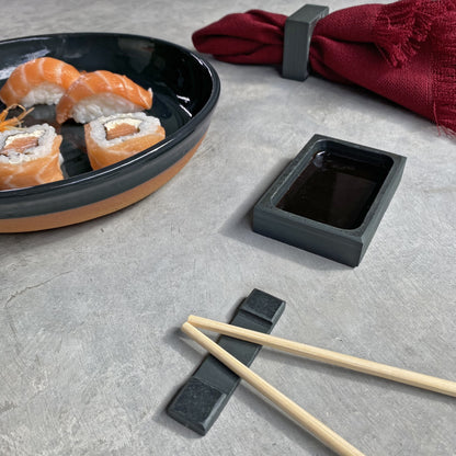 CHOPSTICK HOLDER WITH RECESS - SLATE - GRAPHITE COLOR - KIT WITH 2 UNITS